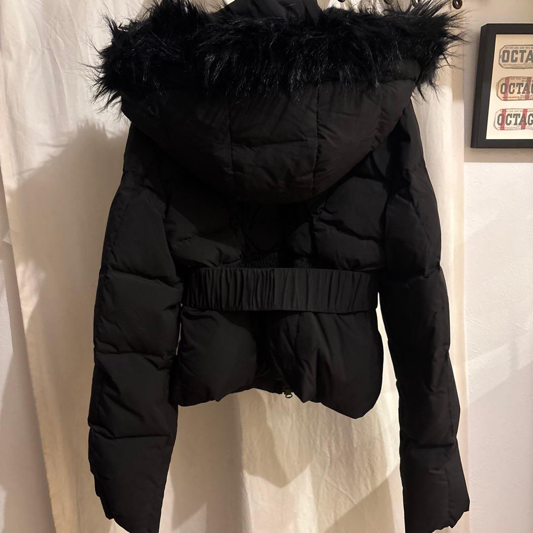 GYDA ファー付きダウンジャケット ブラック