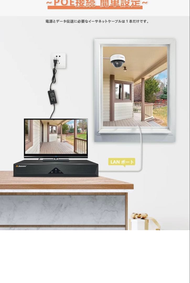 高画質防犯カメラ4台　3TBHDD内蔵レコーダー