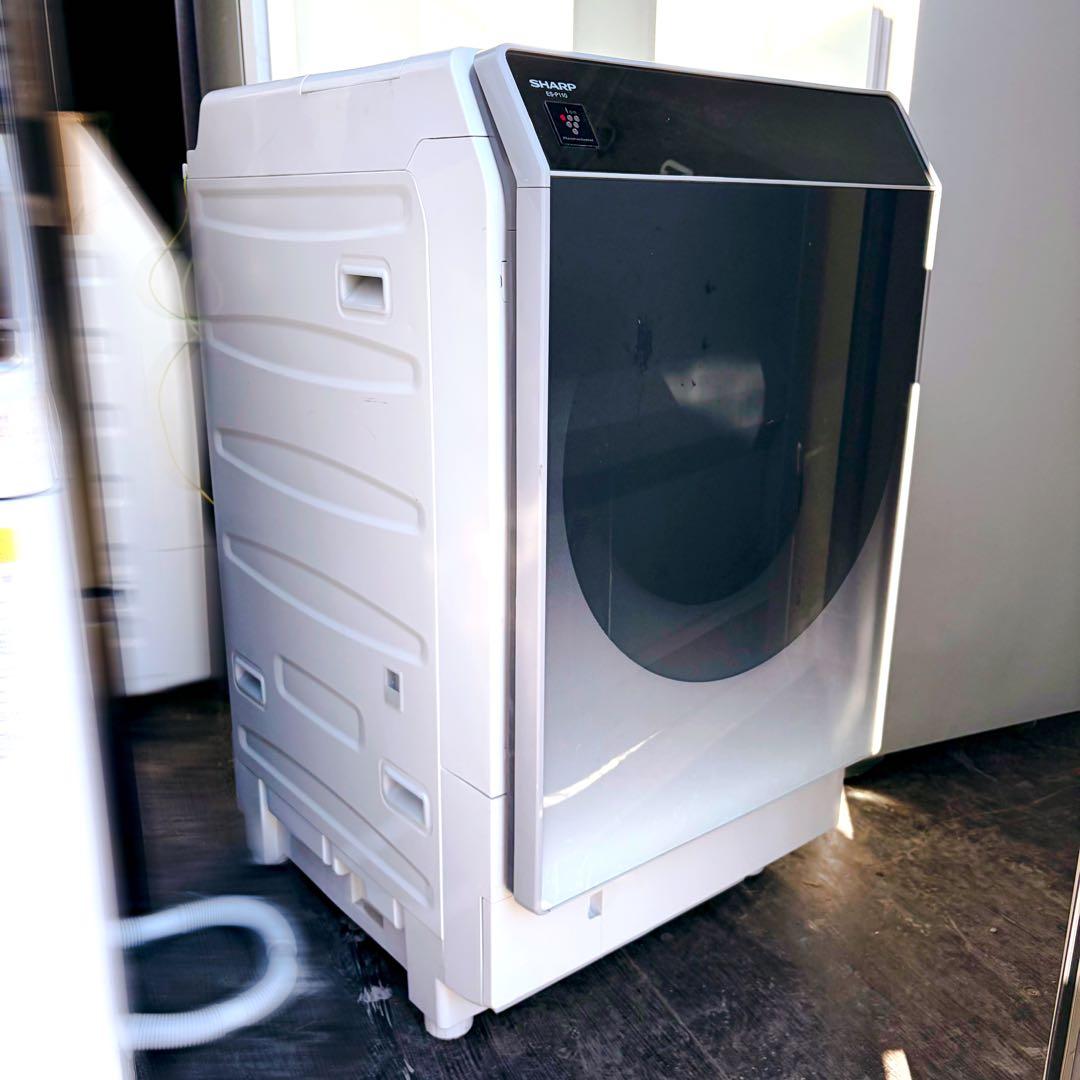 68運搬取付無料！シルバー・純正SHARP大容量ドラム式洗濯乾燥機！完動品超美品
