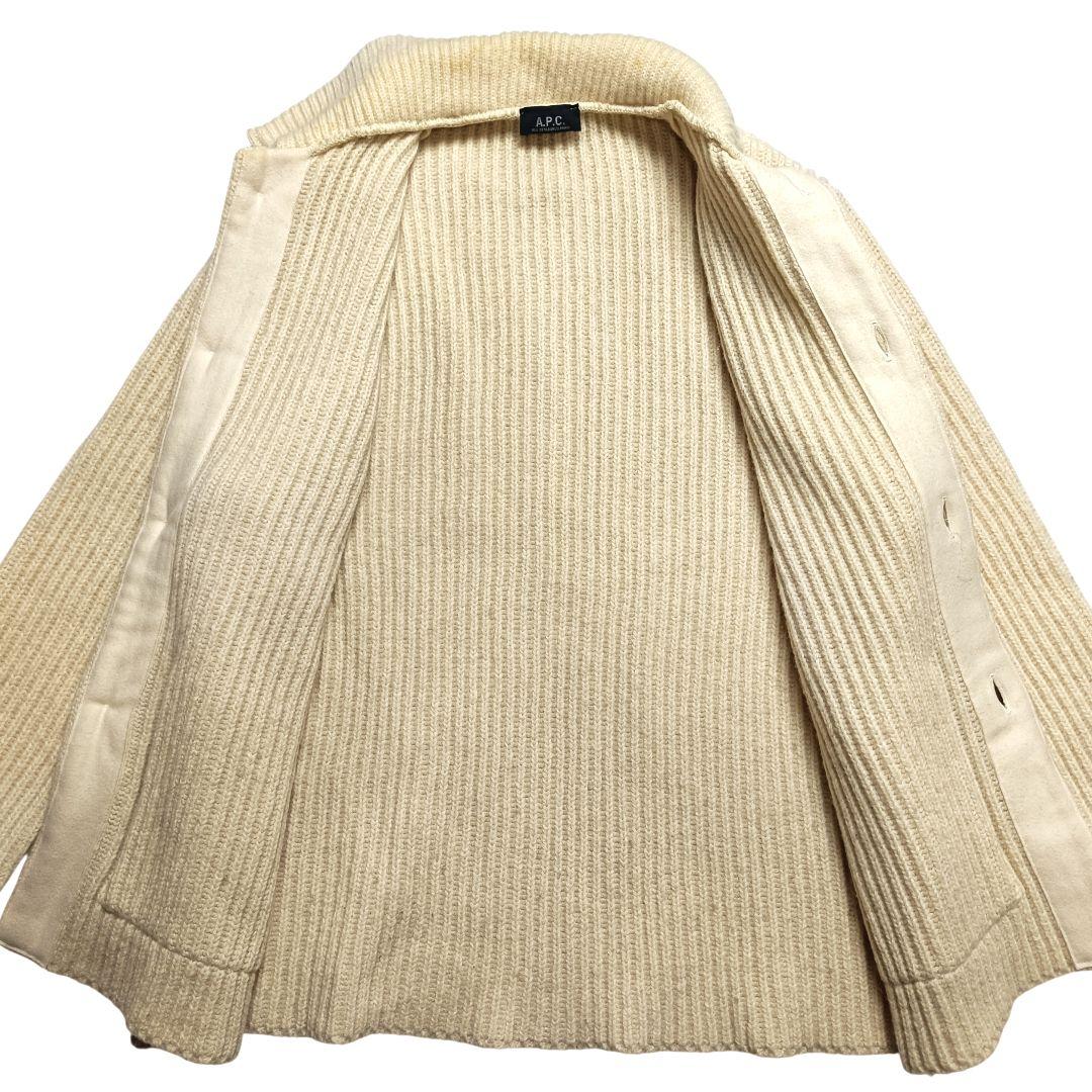 アーペーセー リブニット カーディガン アイボリー 厚手 フランス製 94年