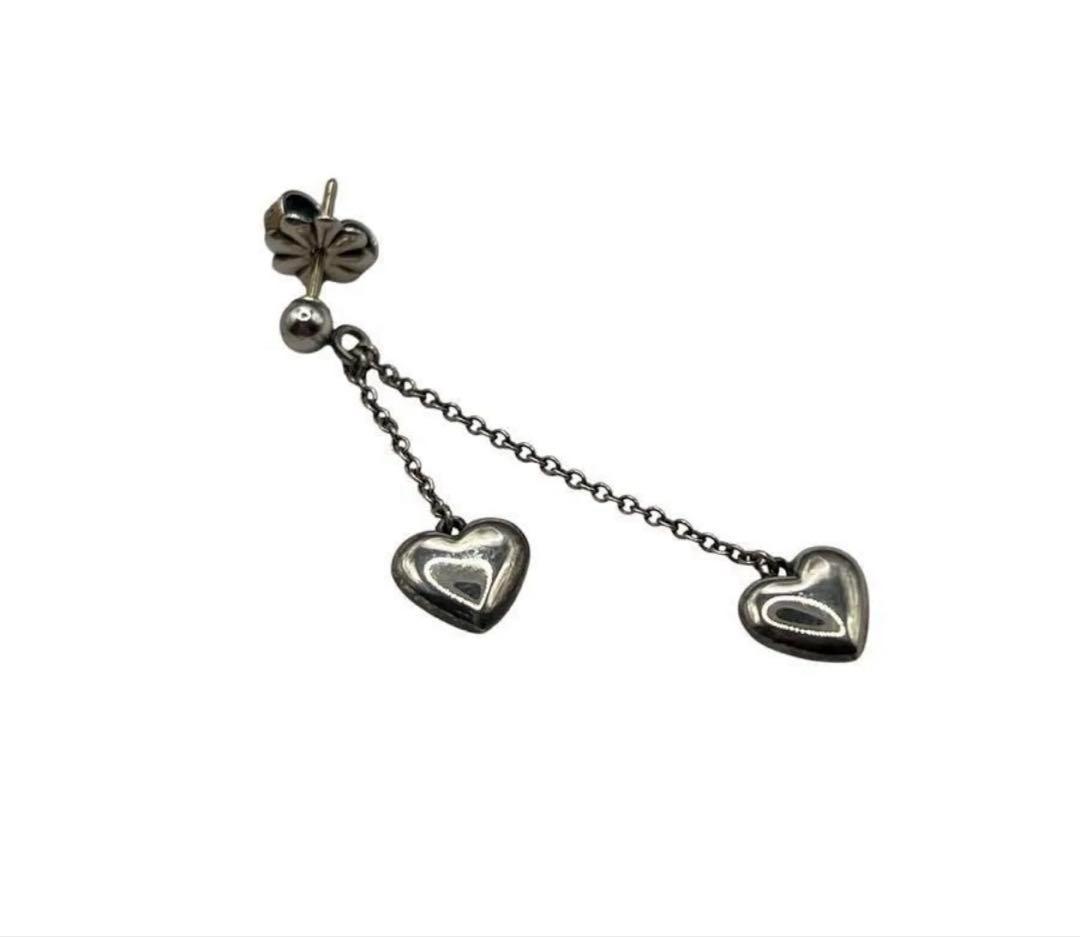 極美品　ティファニー　ピアス　ダブル ドロップ ハート 片耳