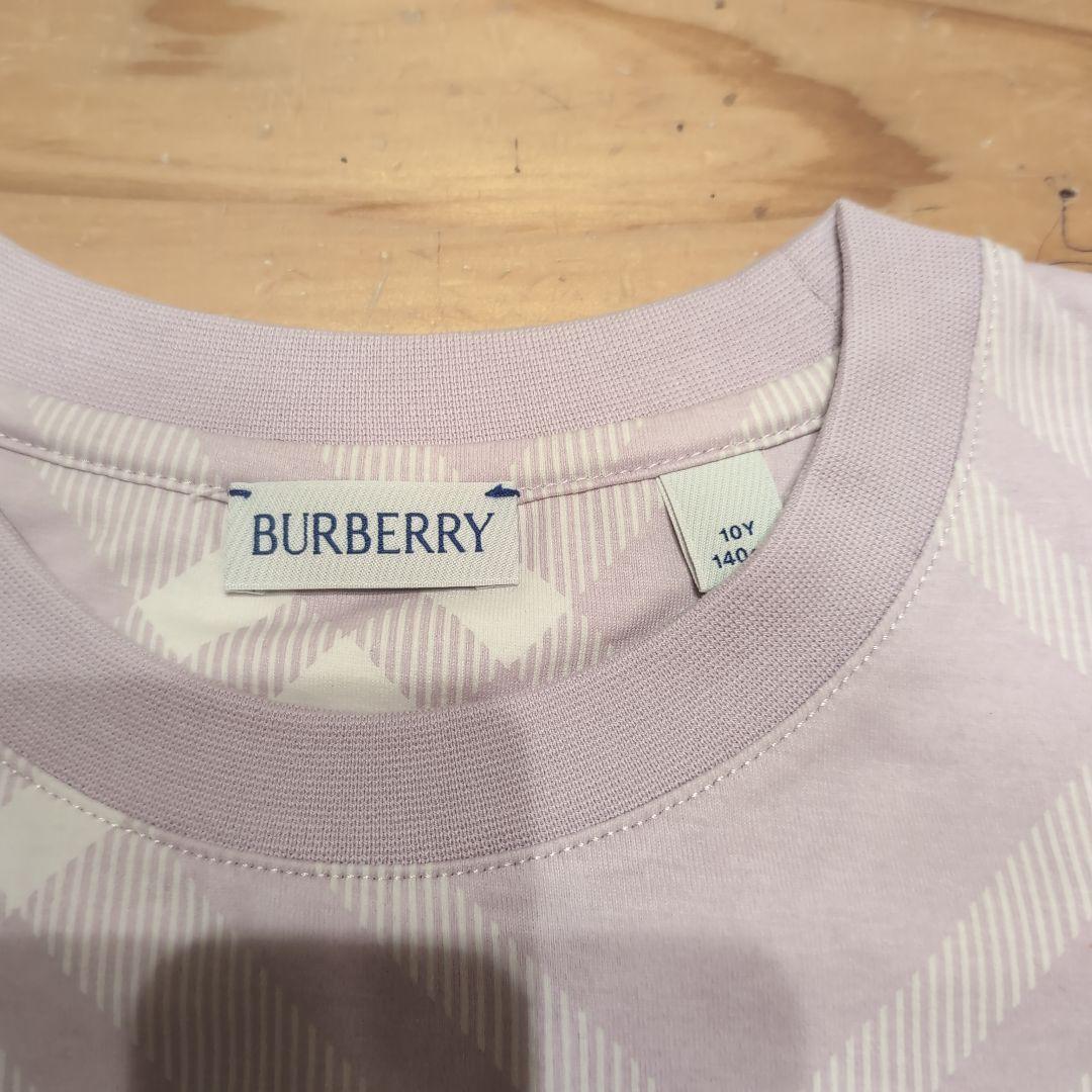 BURBERRY 薄紫 チェック柄 Tシャツ 10Y　140cm