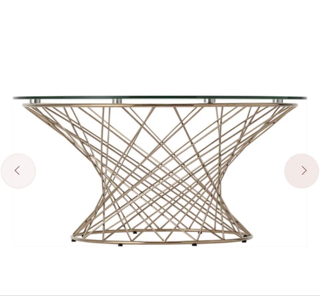 フランフラン マーリア コーヒーテーブル クリア×ゴールド（φ800）