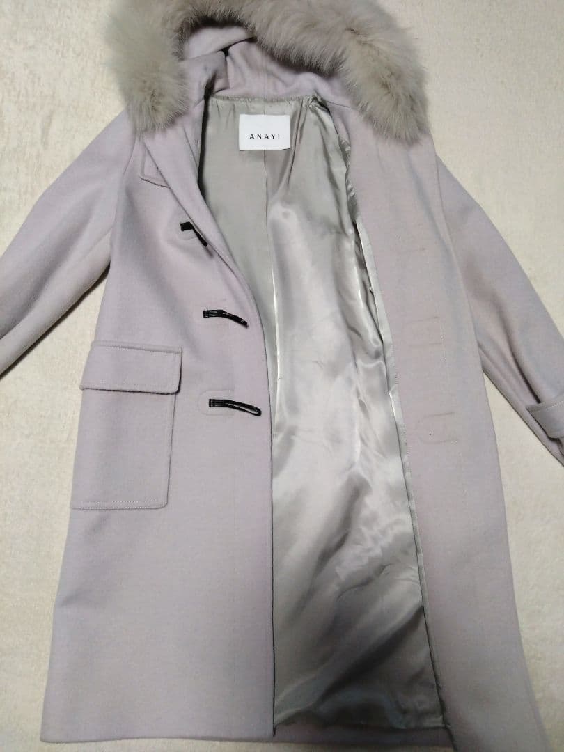お値下げ♪ANAYI 薄紫 ダッフルコート フォックスファー付