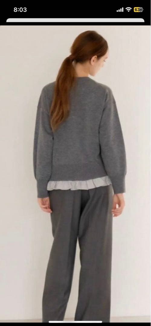 OHGAドッキングフリルニット　グレー