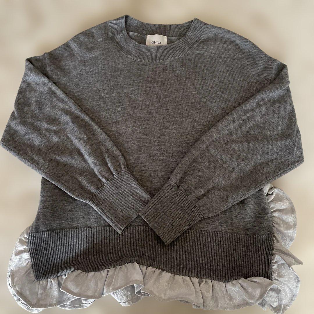 OHGAドッキングフリルニット　グレー