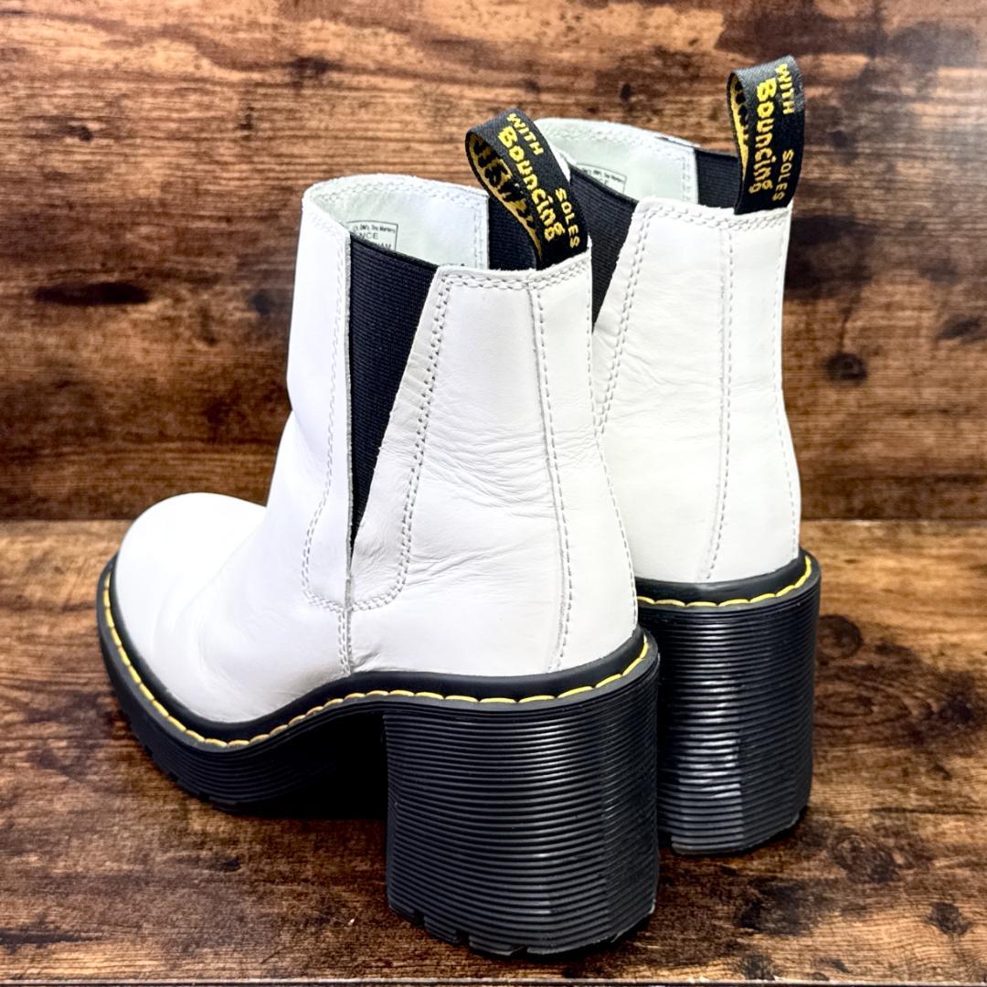 ☆即発 Dr.Martens ホワイトレザー チェルシーブーツ 厚底 サイドゴア