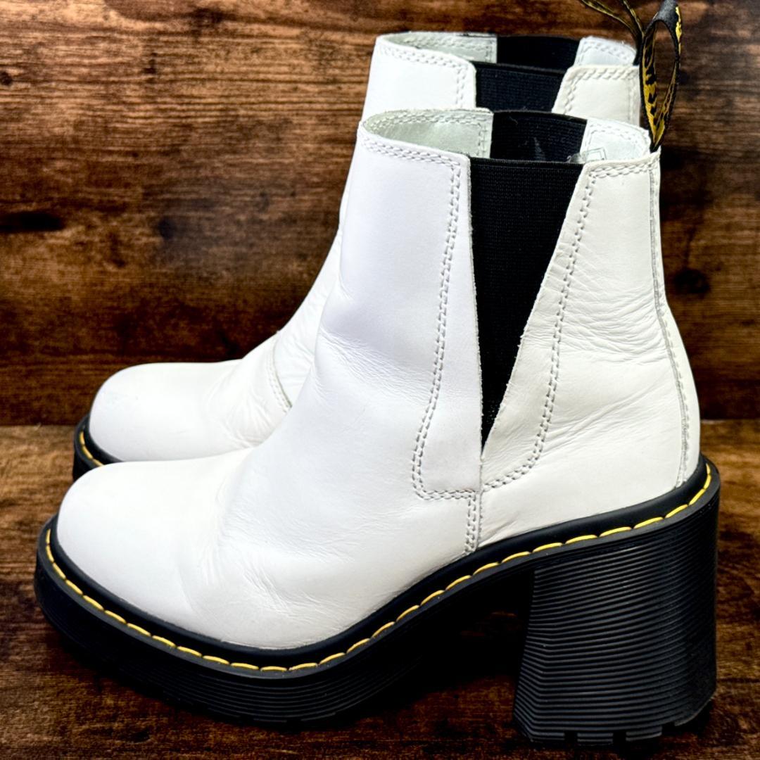 ☆即発 Dr.Martens ホワイトレザー チェルシーブーツ 厚底 サイドゴア