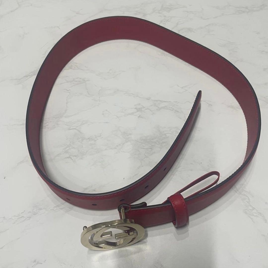 GUCCI GGロゴ 赤 レザー ベルト