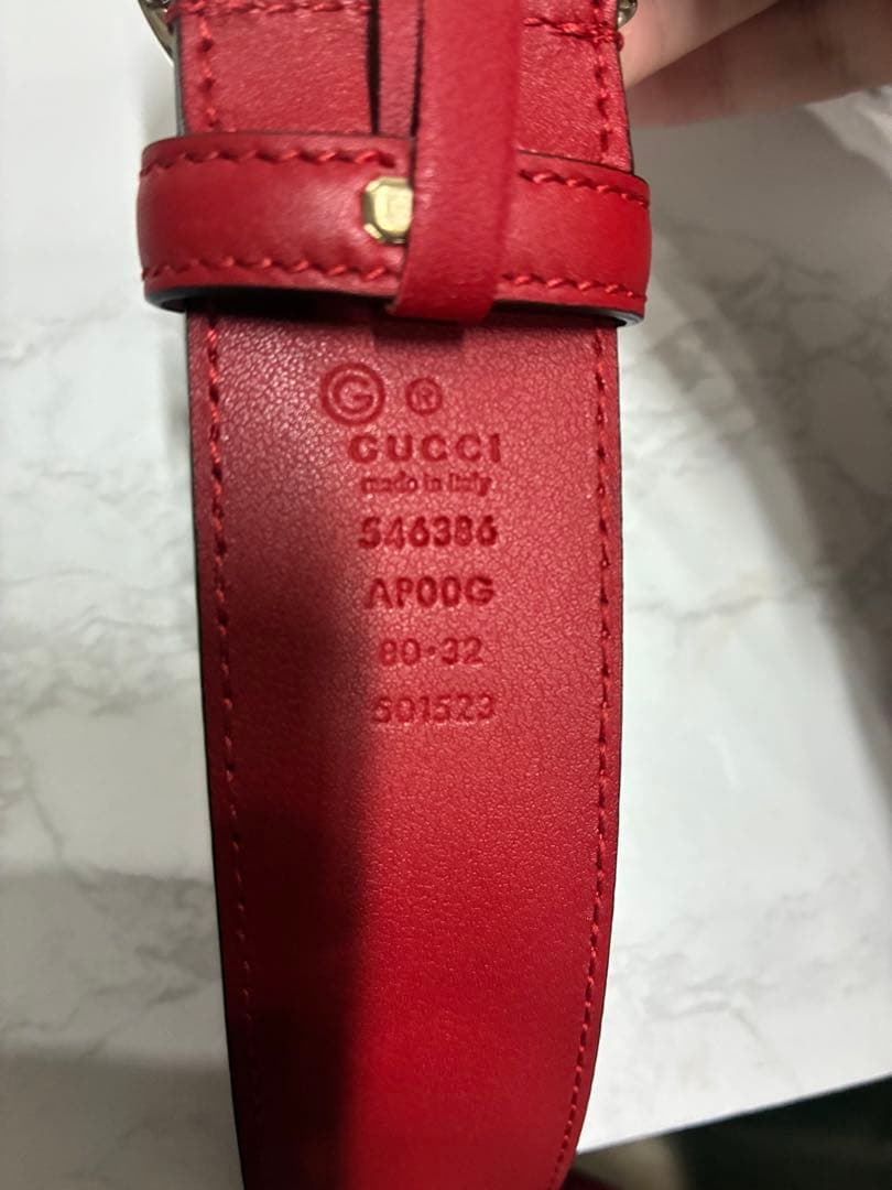 GUCCI GGロゴ 赤 レザー ベルト