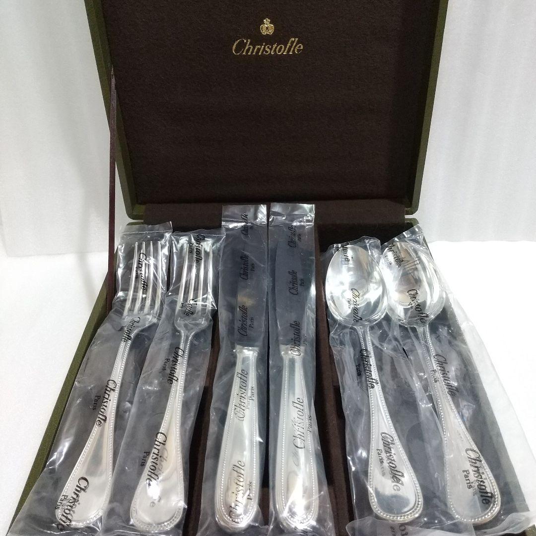 クリストフル パール 未開封 テーブル ナイフ フォーク スプーン 6点 セット