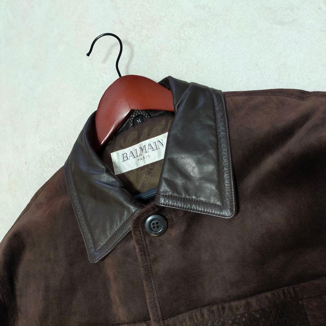美品　BALMAIN　パンチングレザージャケット　ピッグスキン