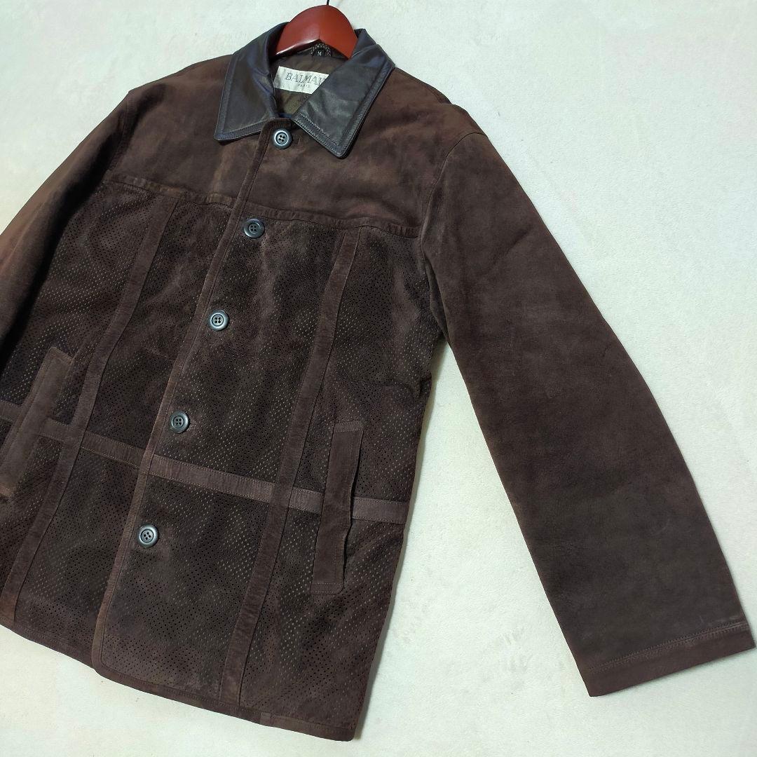 美品　BALMAIN　パンチングレザージャケット　ピッグスキン