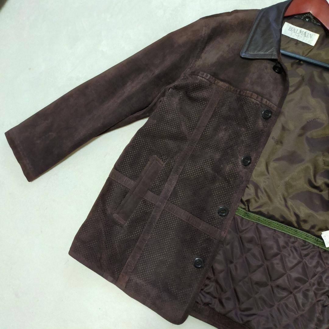 美品　BALMAIN　パンチングレザージャケット　ピッグスキン