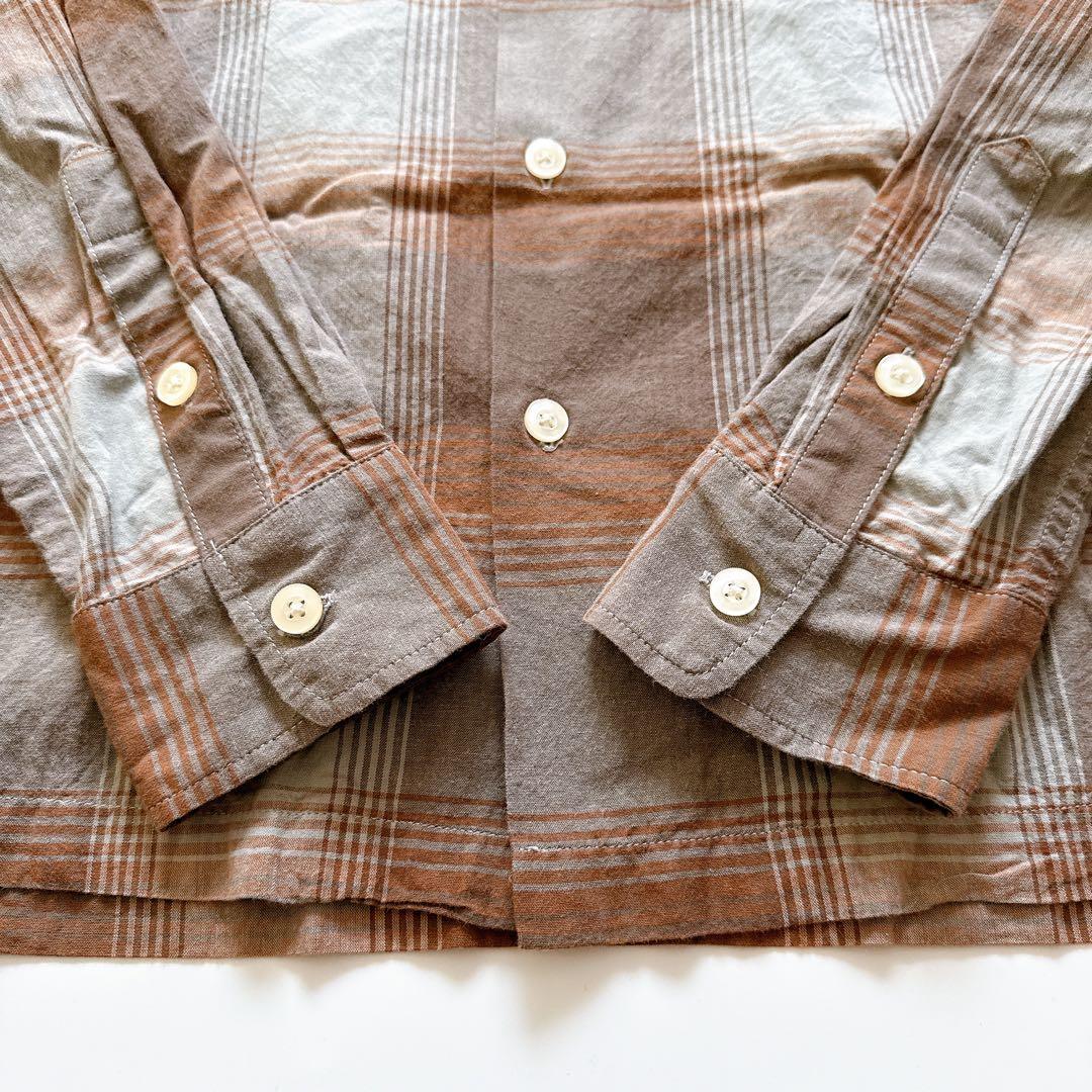 ワコマリア オンブレチェック オープンカラーシャツ M ブラウン 長袖