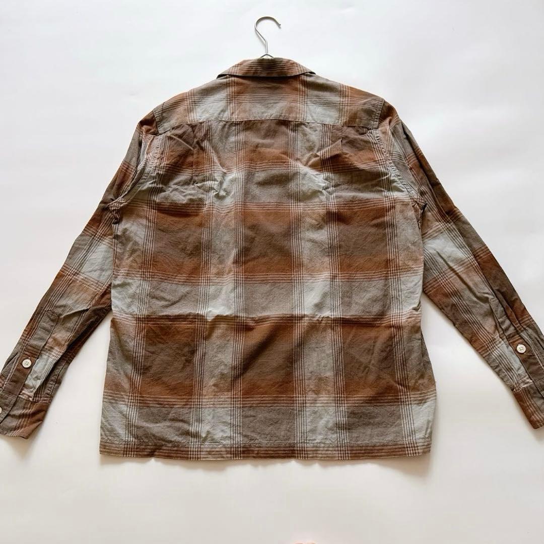 ワコマリア オンブレチェック オープンカラーシャツ M ブラウン 長袖