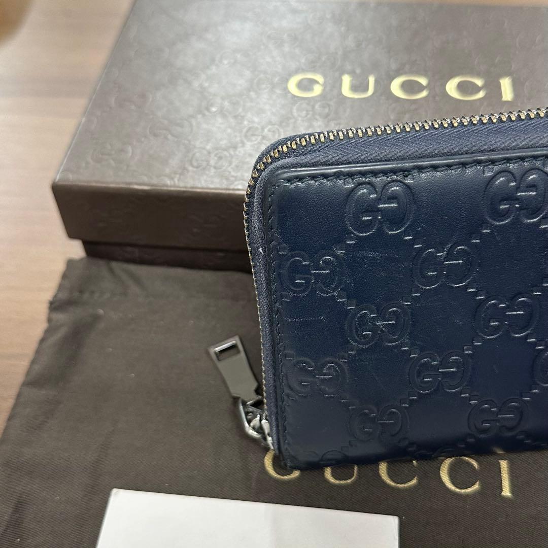 新品同様‼️ グッチ　GUCCI 財布　長財布　シマレザー　ラウンドファスナー