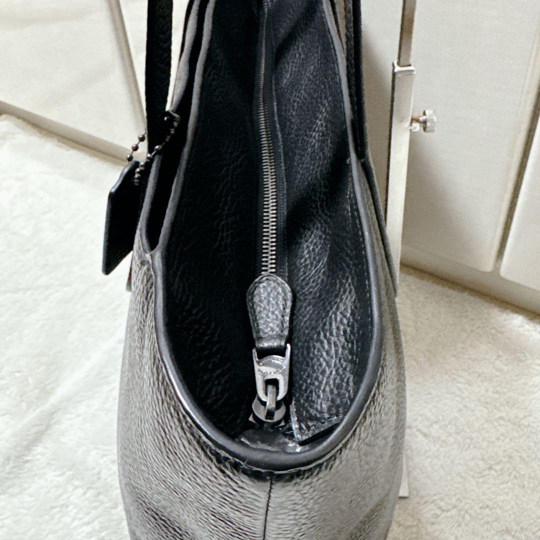 【極美品】コーチ レザートートバッグ ハミルトントートA4PC収納可 肩掛け 黒