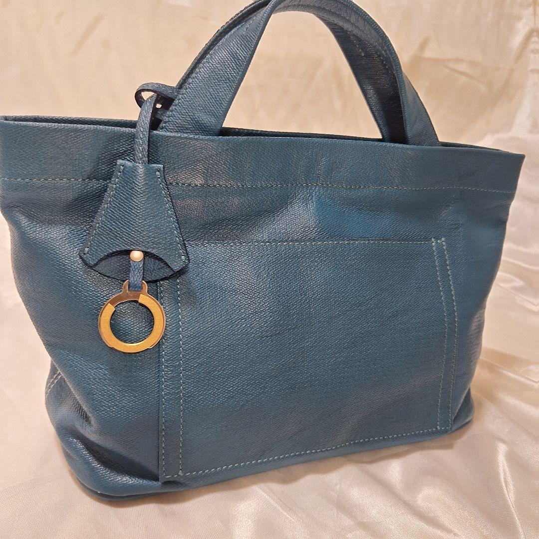 ブルーaniary アニアリ　クロッシングレザー ミニトートバッグ　ゴルフ