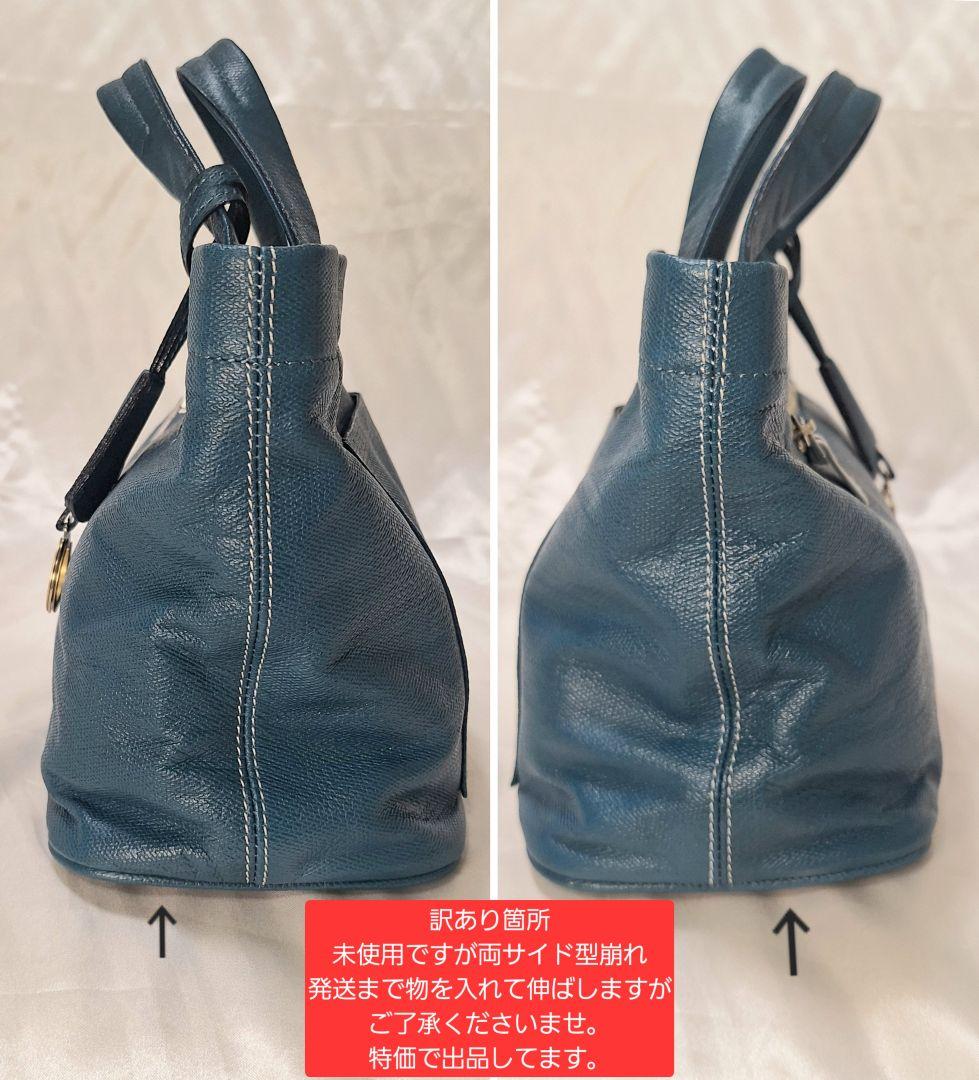 ブルーaniary アニアリ　クロッシングレザー ミニトートバッグ　ゴルフ