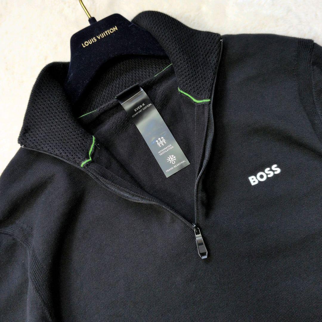 HUGO BOSS ヒューゴボス クォーターハーフジップニット 黒 M 現行