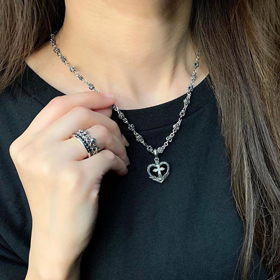 定価6.5万★Justin Davis クラウン・ローズネックレス（50cm）3