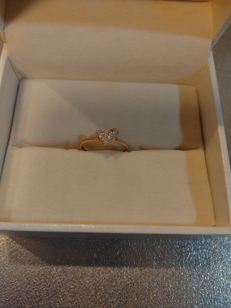 ｋ10　ダイヤ　ピンクゴールド ハート型リング 1.0g