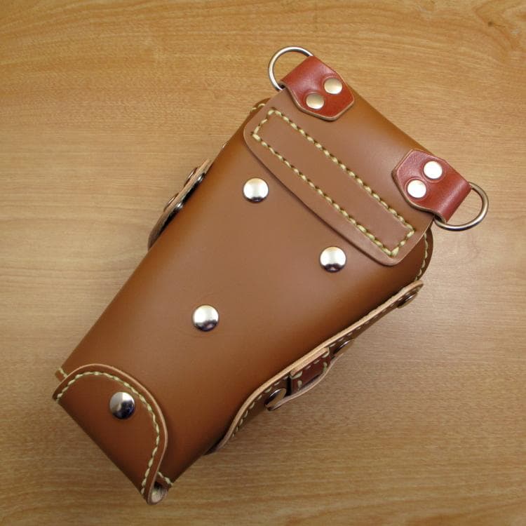 キャメル＆茶色　革ベルト付　６丁差し　本革シザーケース　SCL-100/CCA