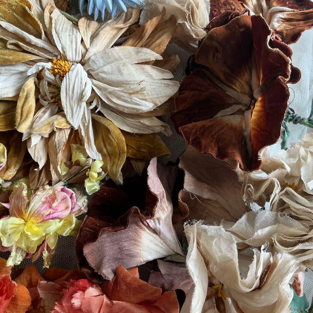 ２：フランスアンティーク　枯れた布花　パーツ　ブロカント　ハンドメイド素材