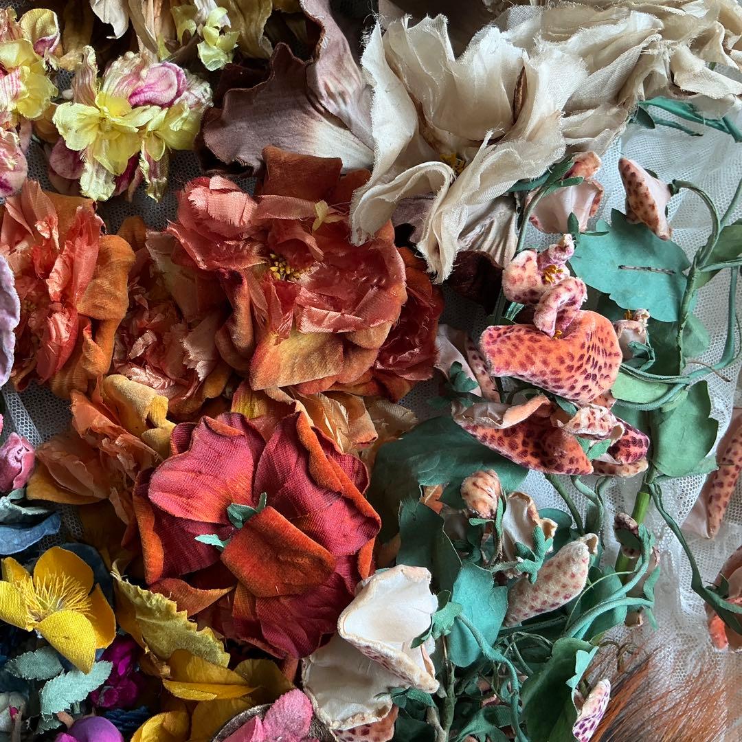 ２：フランスアンティーク　枯れた布花　パーツ　ブロカント　ハンドメイド素材