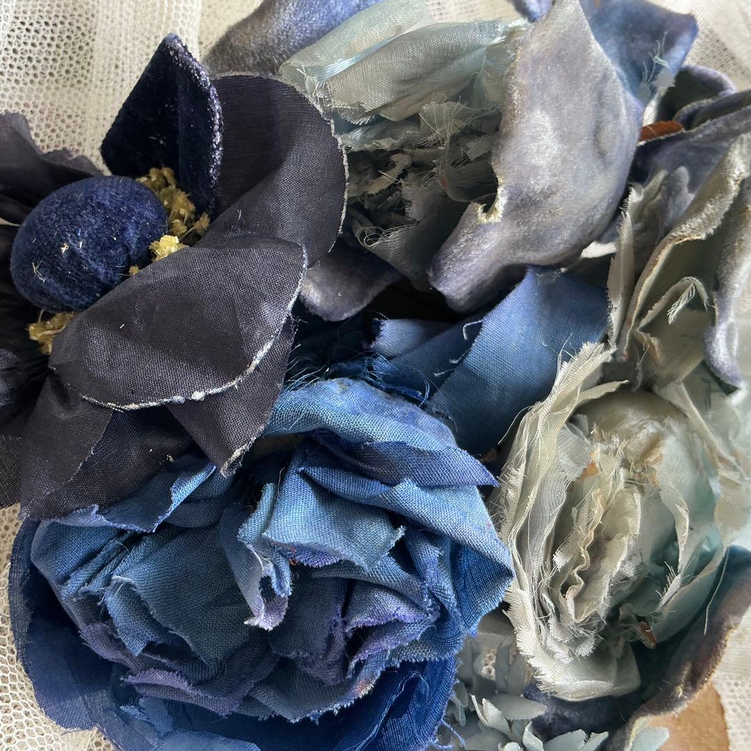 ２：フランスアンティーク　枯れた布花　パーツ　ブロカント　ハンドメイド素材