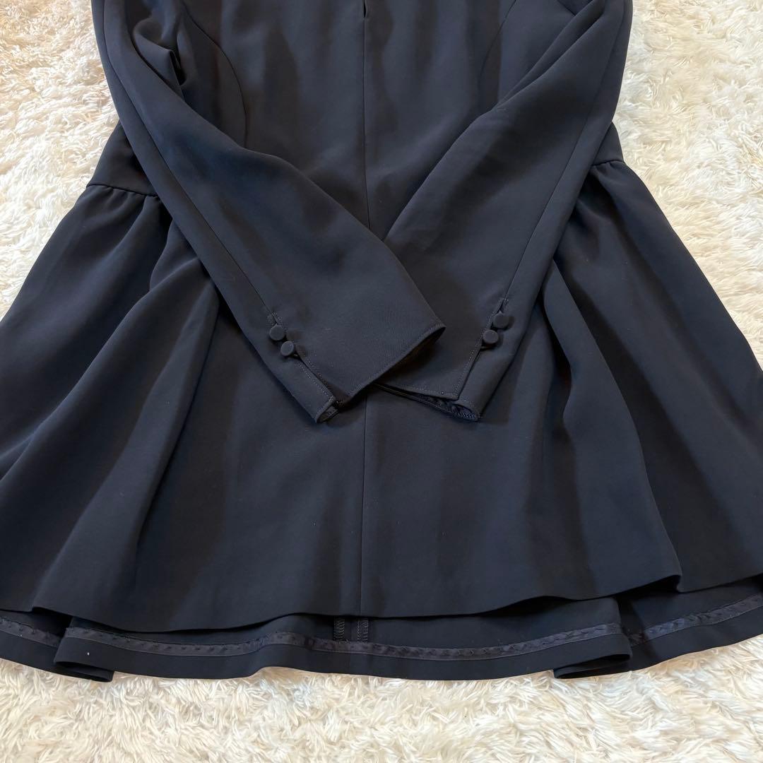 美品♡ANAYI ストレッチクロスペプラム ブラウス ネイビー M