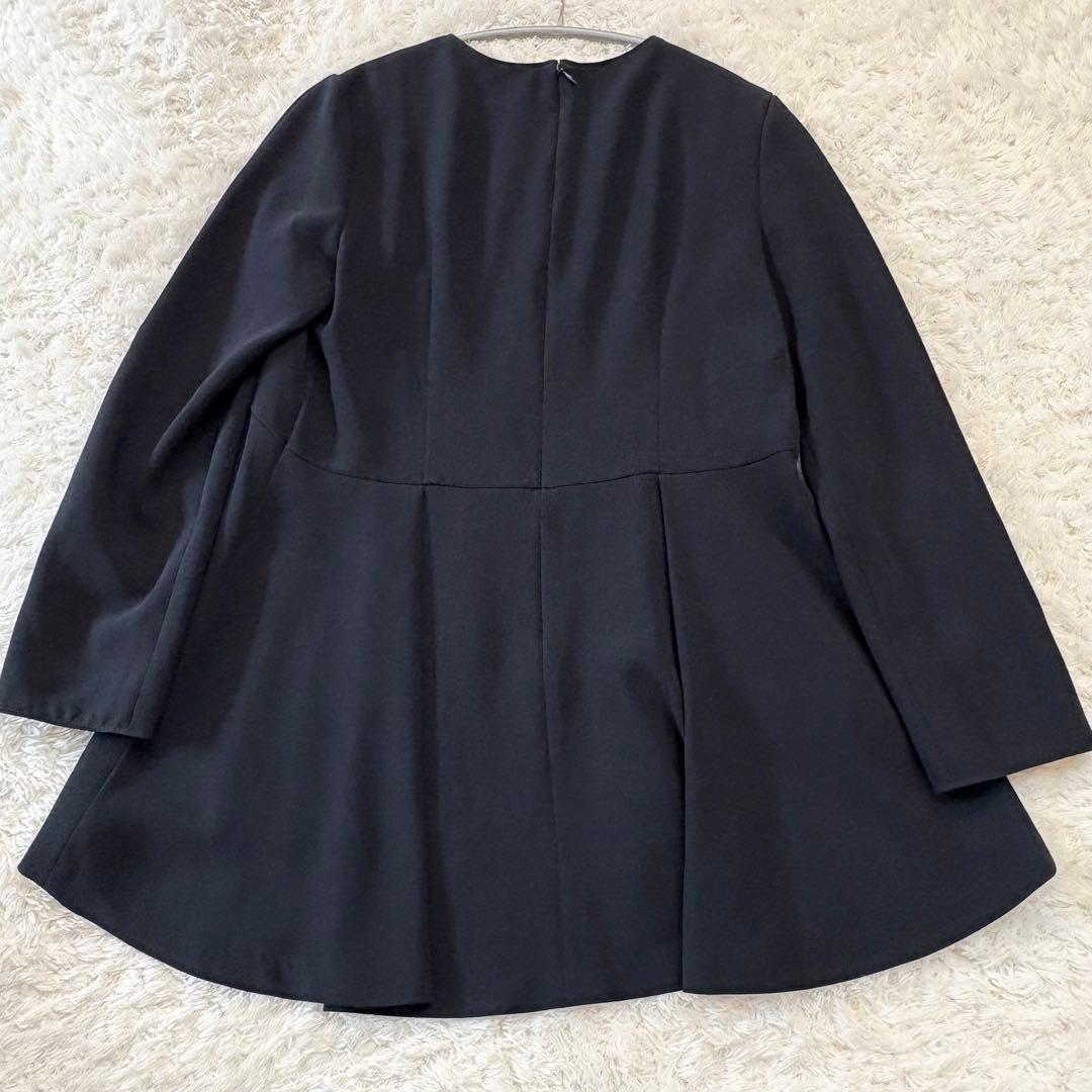 美品♡ANAYI ストレッチクロスペプラム ブラウス ネイビー M