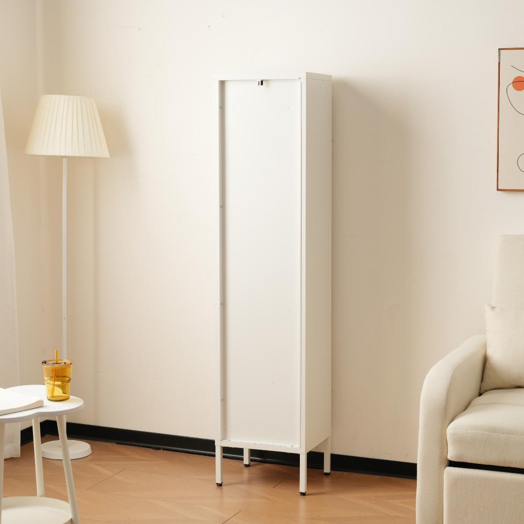 ホワイト キャビネットスリム リビング収納 幅35*奥行30*高さ150CM