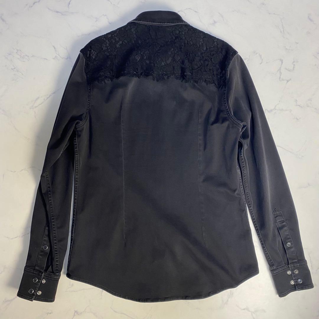 【美品】ドルチェアンドガッバーナ　長袖シャツ　42 ブラック　レース　黒