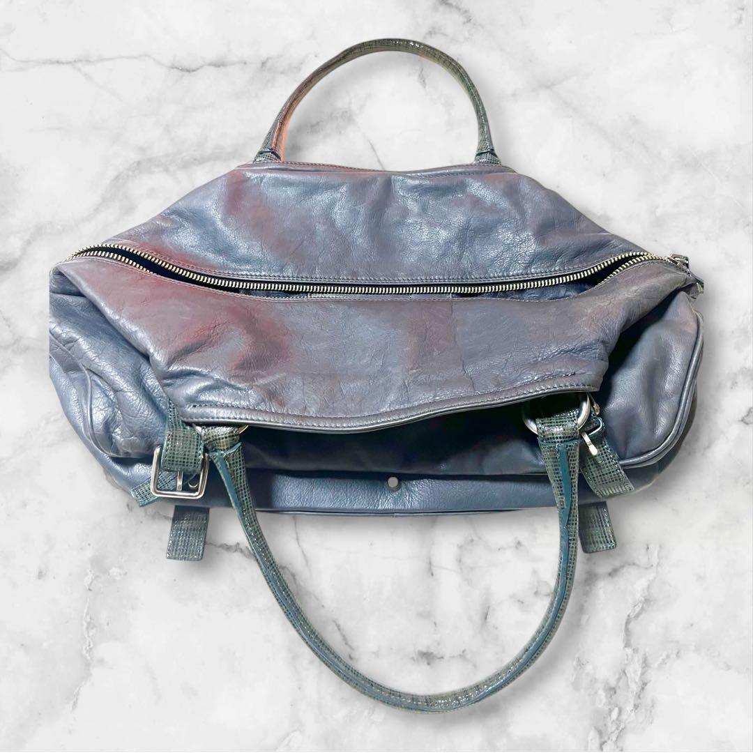 ARISTLASIA トートバック　グレー色　本革　イタリア製　大容量　小旅行