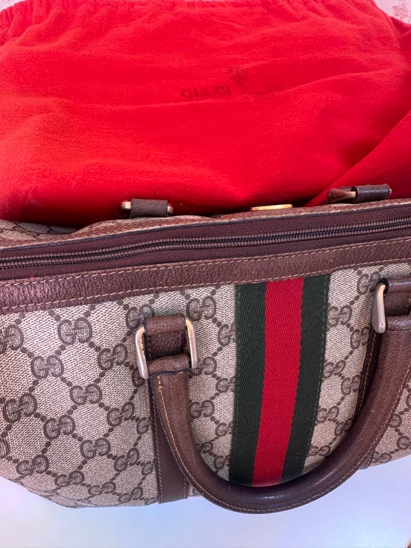 週末限定セールGUCCI グッチ GGシェリーライン ミニボストンバッグブラウン