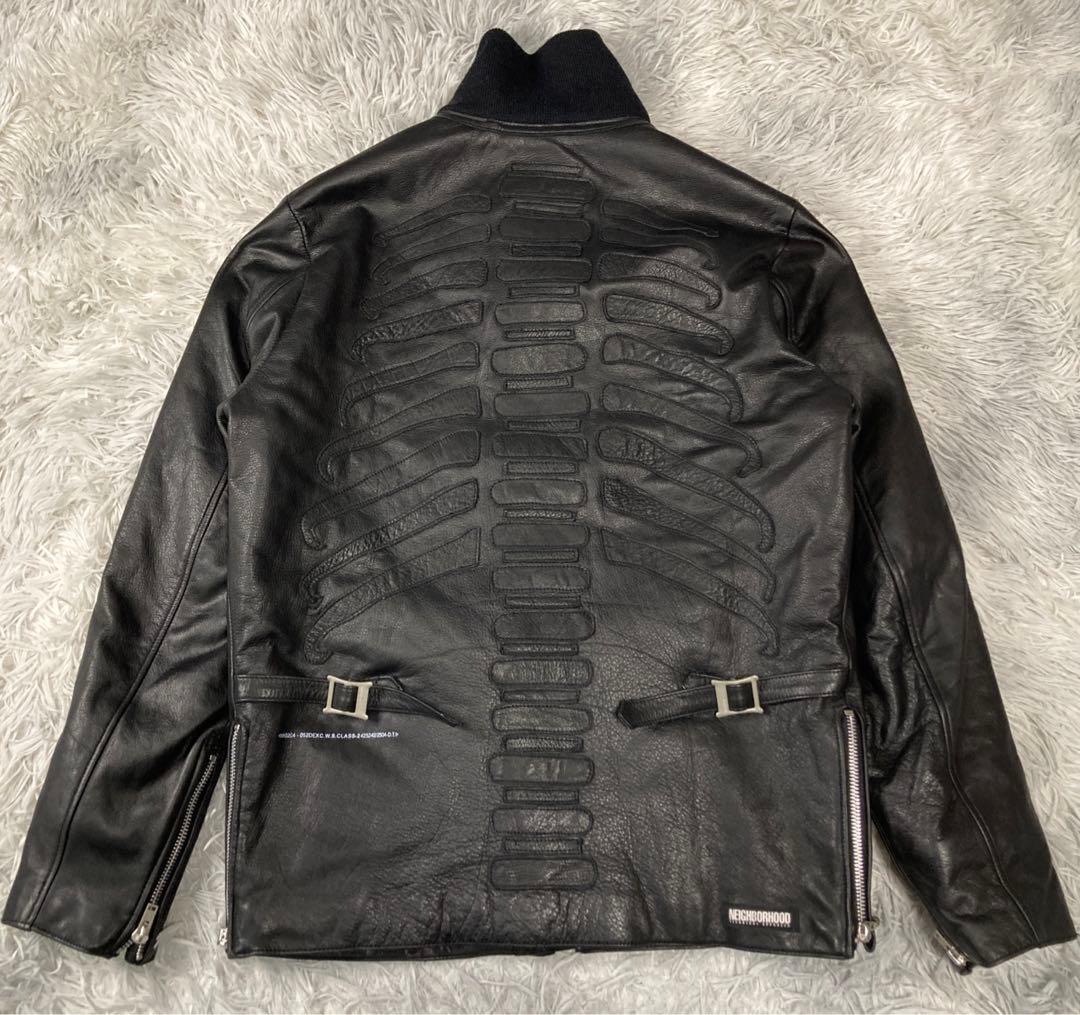 激レア　極美品　ネイバーフッド　ボーン ライダース レザージャケット エンボス