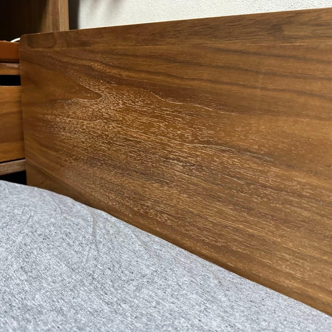 【Kazu】無印/セミダブル木製ベッドフレーム/ヘッドボード&スチール脚付