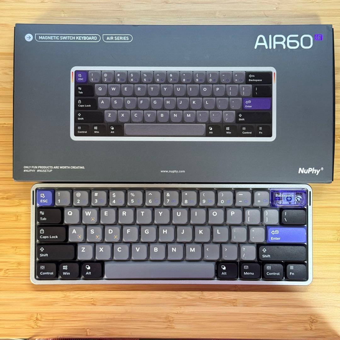 Nuphy Air60 HE Magnetic Jade Pro+白キーキャップ
