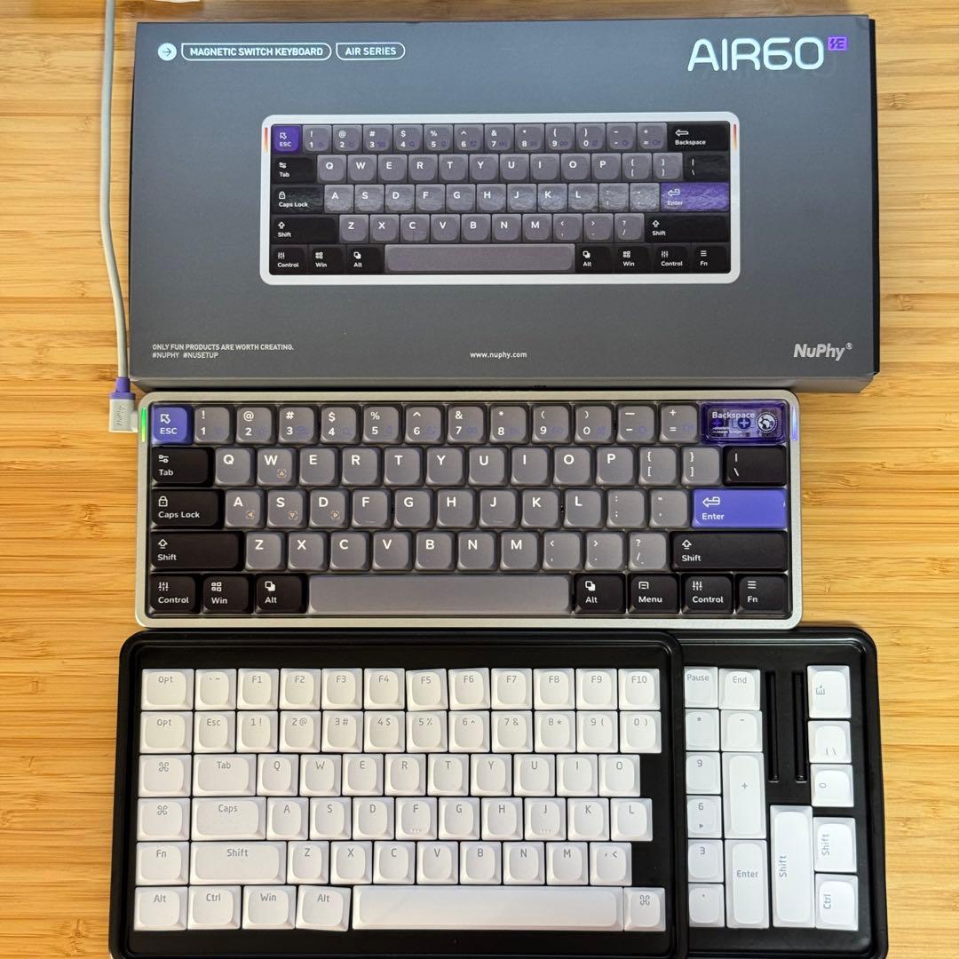 Nuphy Air60 HE Magnetic Jade Pro+白キーキャップ