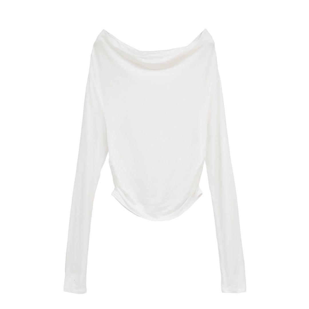 CLANE 26ss ドレープオフショルダートップス