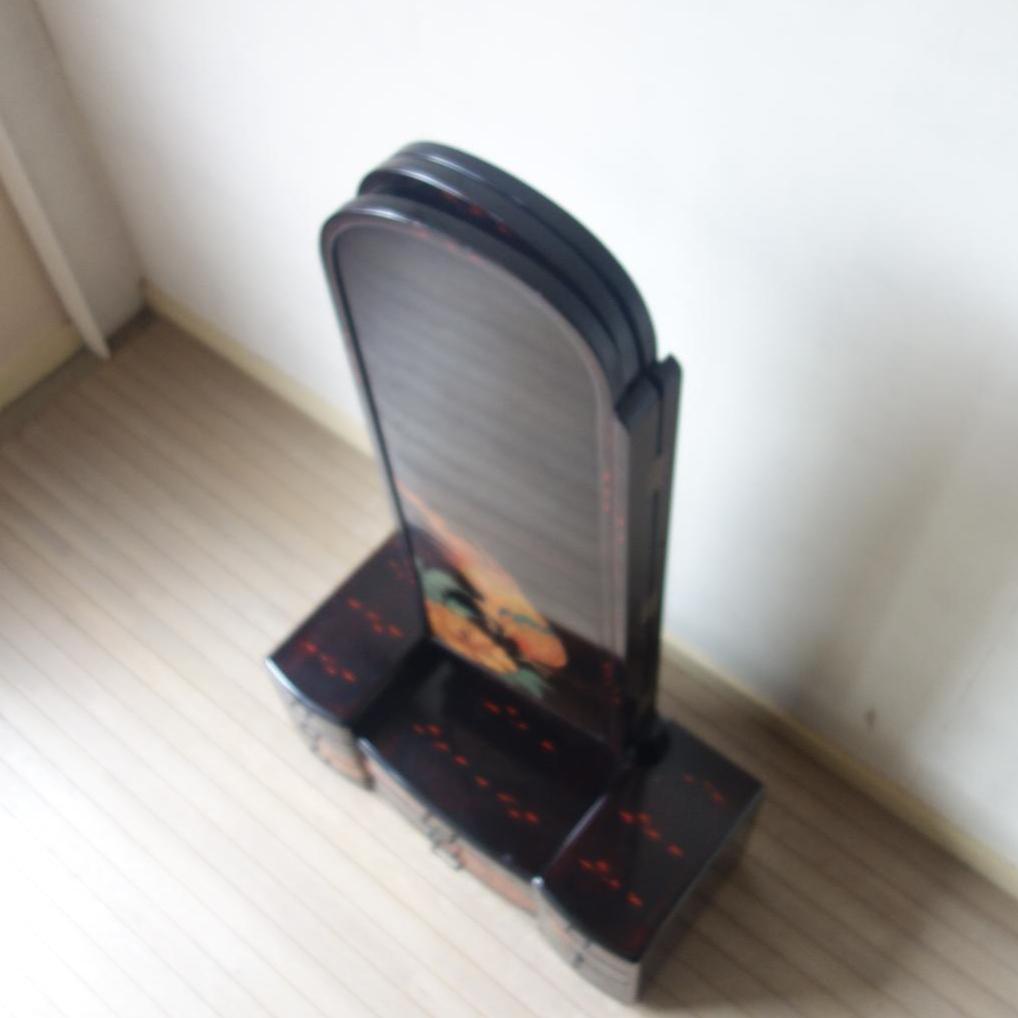 アンティーク　蒔絵　三面鏡　鏡台　漆芸　伝統工芸　骨董　古美術　古家具