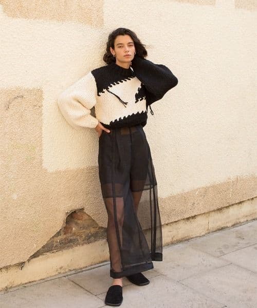 トップス  Slope Intarsia Top