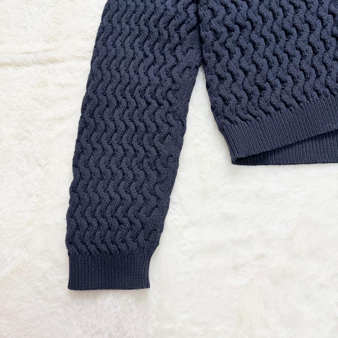 新品✨theory ラウンデッドコットンケーブルカーディガン　25SS ネイビー