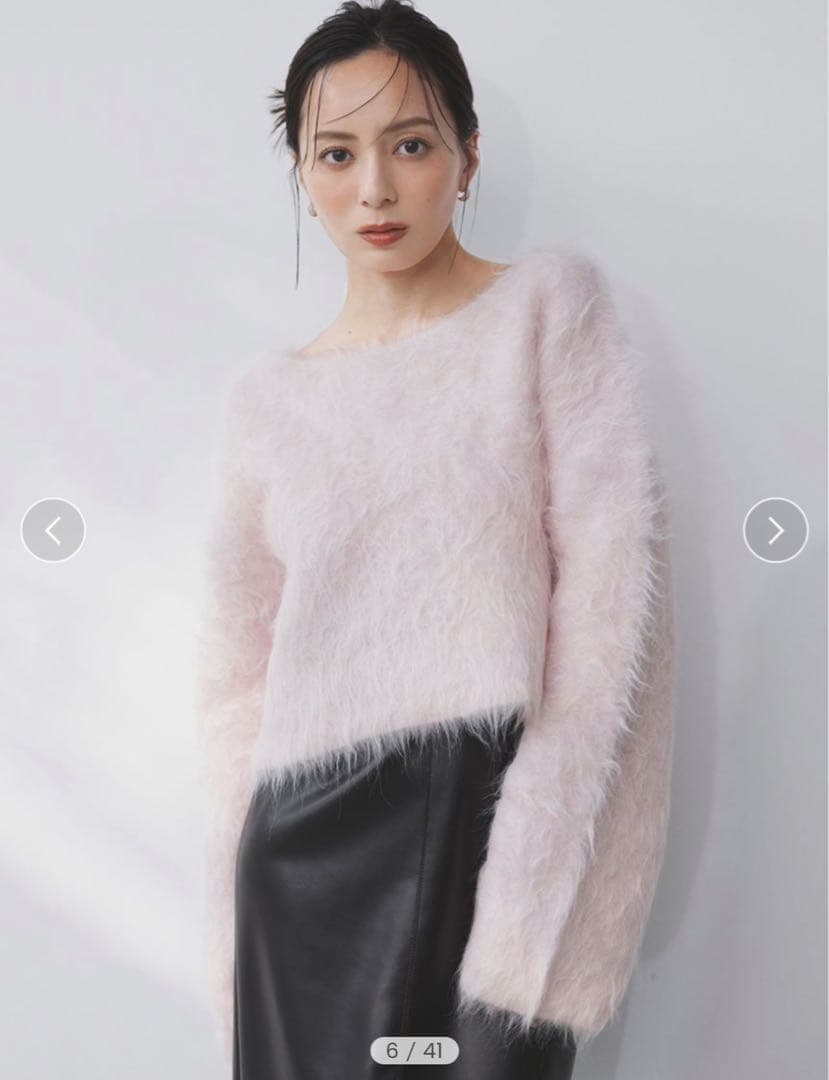 anuans スーリーアルパカショートニットプルオーバー　ピンク