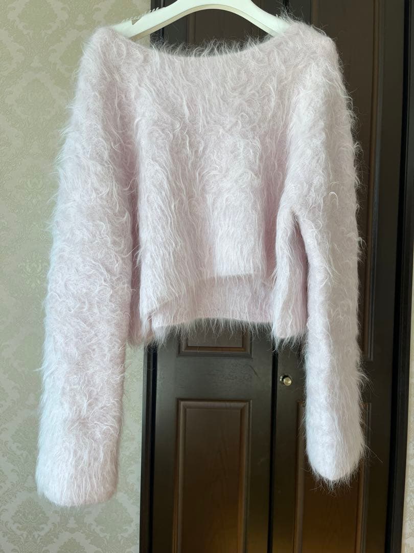 anuans スーリーアルパカショートニットプルオーバー　ピンク