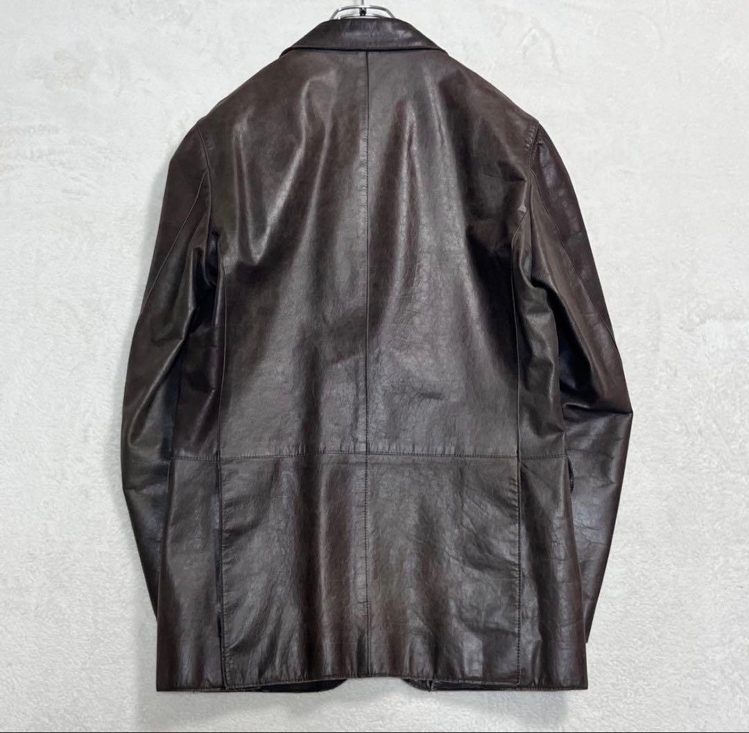 ユナイテッドアローズ 2Bレザージャケット 牛革 テーラード ブラウン M