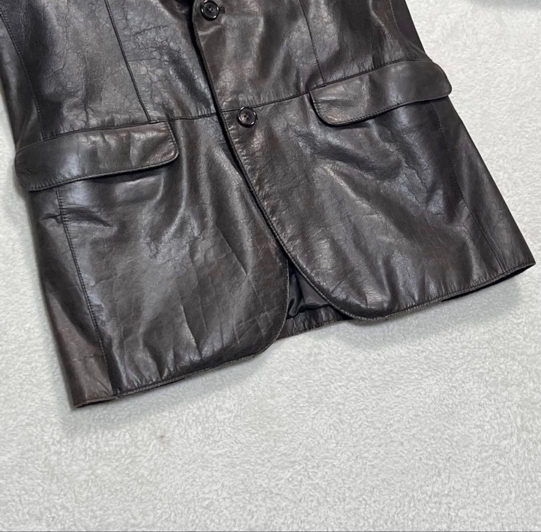 ユナイテッドアローズ 2Bレザージャケット 牛革 テーラード ブラウン M