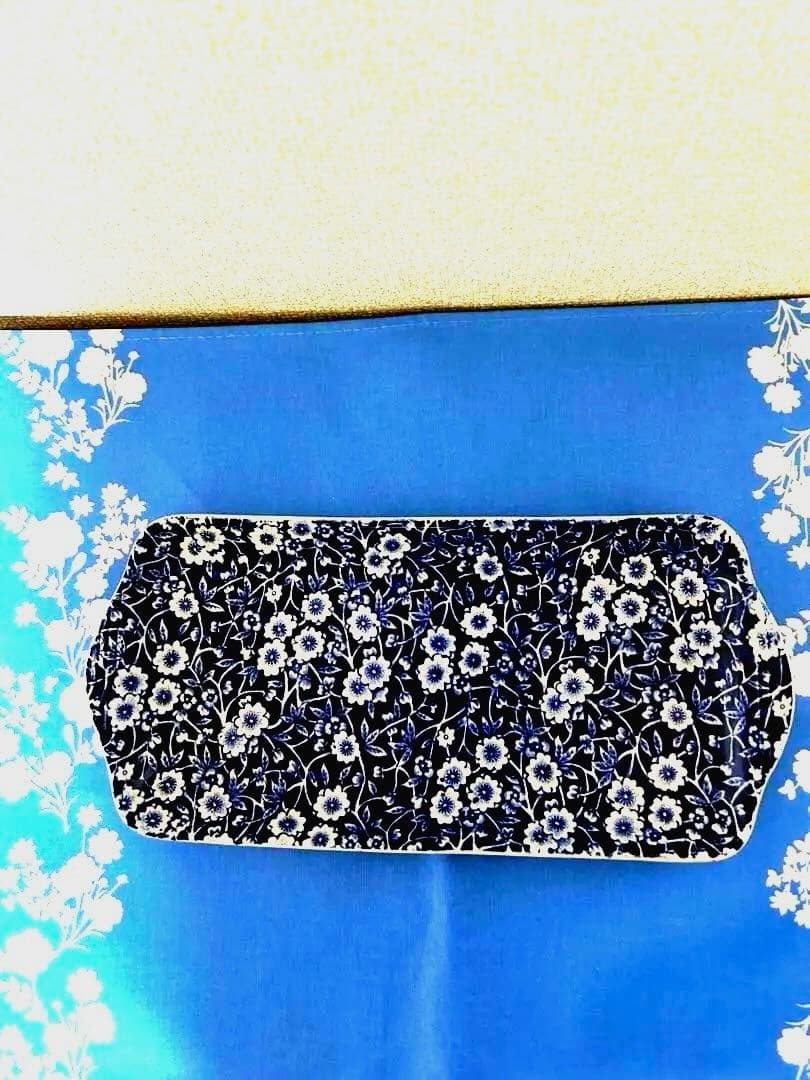 BURLEIGH 長方形皿 ネイビー花柄　ブルーCALICO ヴィンテージ